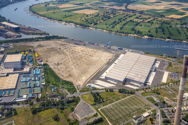 Duisburg220702525 | Luftbild, logport VI, Baustelle mit Neubau Logistikunternehmen DSV Halle, Alt-Walsum, Duisburg, Ruhrgebiet, Nordrhein-Westfalen, Deutschland