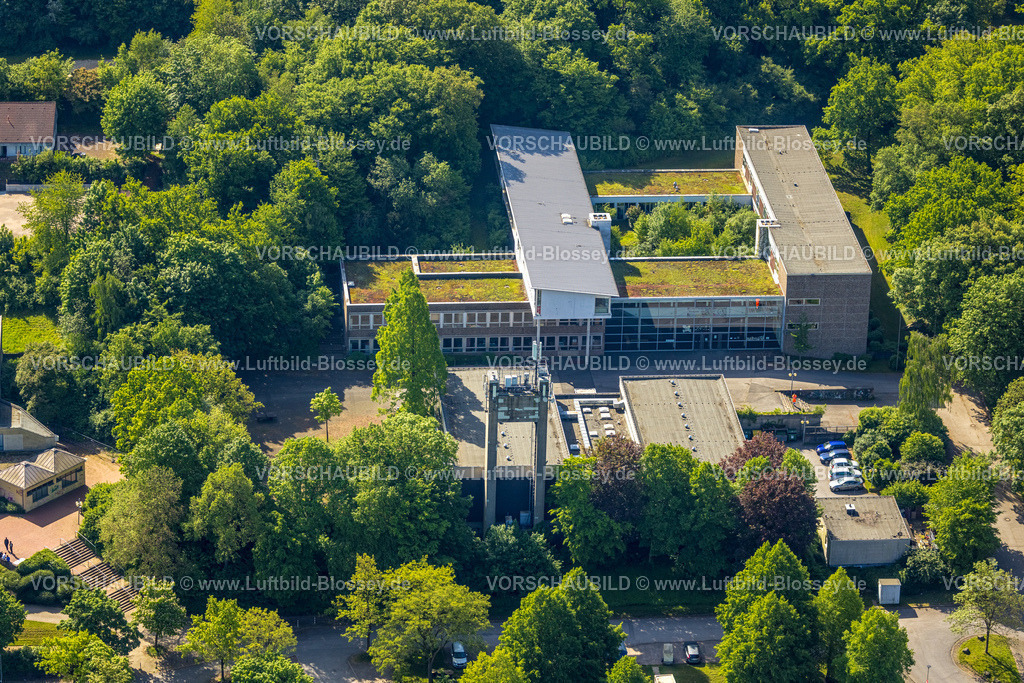 Hagen240504102 | Luftbild, Gemeinschaftshauptschule Geschwister-Scholl, grüne Bäume, Vorhalle, Hagen, Ruhrgebiet, Nordrhein-Westfalen, Deutschland