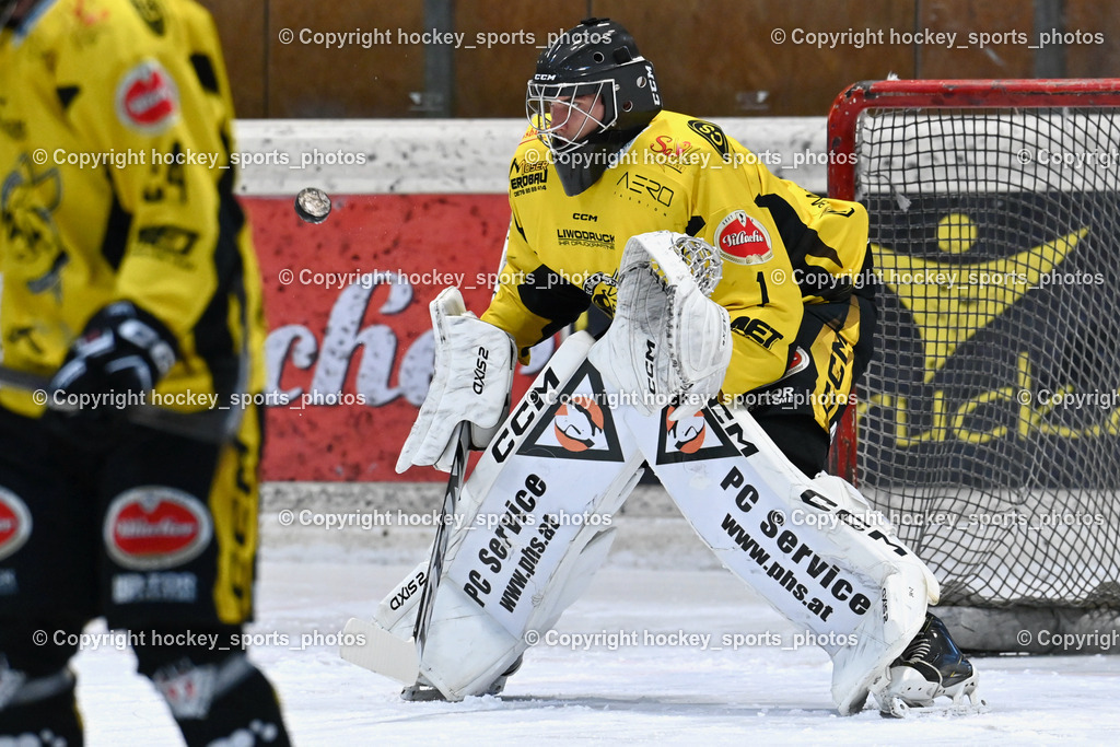 EC Hornets Spittal vs. USC Piraten Velden 18.2.2024 | #1 Zauchner Rene EC Hornets Spittal, EC Hornets Spittal vs. USC Piraten Velden 18.2.2024, EC Hornets Spittal vs. USC Piraten Velden 18.2.2024 am 18.02.2024 in Spittal an der Drau (Eissportzentrum Spittal), Austria, (Photo by Bernd Stefan)