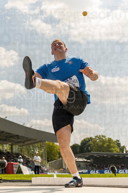 Deutsche Leichtathletik-Meisterschaften; Bochum-Wattenscheid, 25.07.2026 | Maximilian Neukirchen (Sportclub Krefeld 1905), Kugelstossen; Deutsche Leichtathletik-Meisterschaften am 25.07.2026 im Lorheide-Stadion, Bochum-Wattenscheid (Nordrhein-Westfalen).