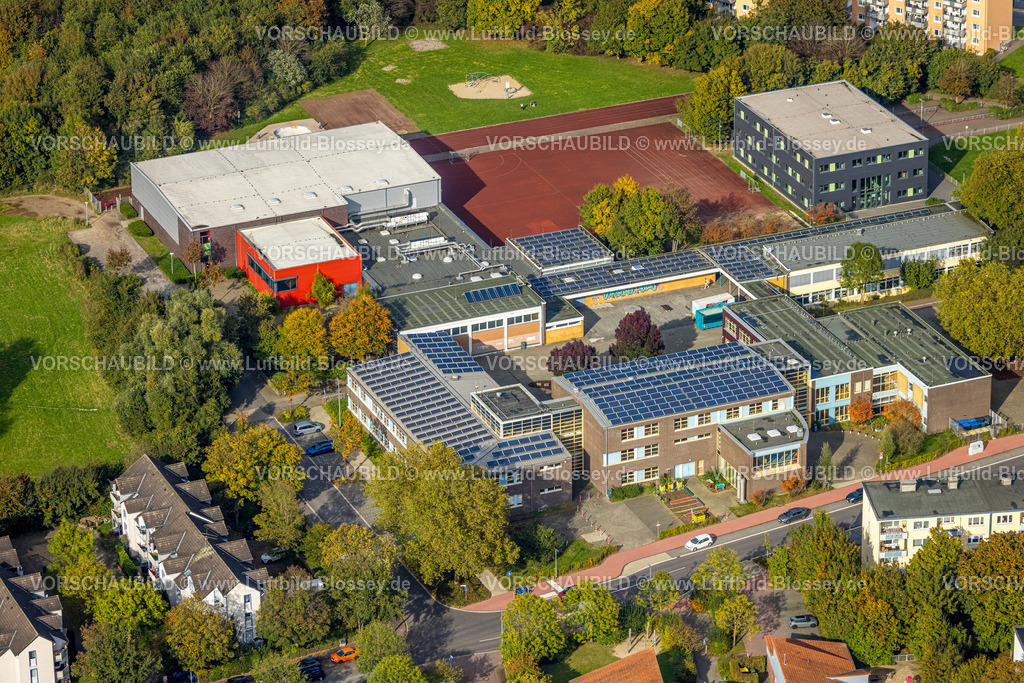 Kamp-Lintfort241013860 | Luftbild, Europaschule mit Solardach, Ernst-Reuter-Schule Teilstandort, Gestfeld, Kamp-Lintfort, Ruhrgebiet, Nordrhein-Westfalen, Deutschland