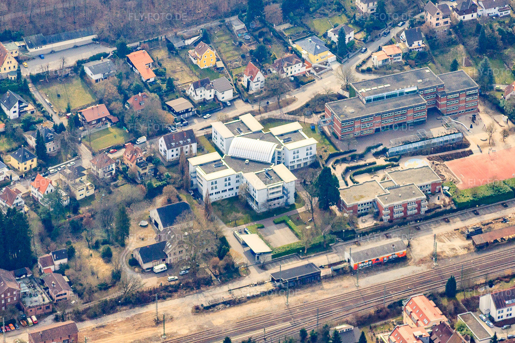 Luftbild: Güterbahnhofstraße mit SBZ Luise von Baden in Neckargemünd im Bundesland Baden-Württemberg in Deutschland. – Foto: IMG_37945.jpg vom 12.03.2011 durch Werner Riehm/FLY-FOTO.de – Auflösung des Originals: 4421 x 2947 px