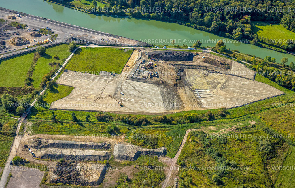 Hamm250900855 | Luftbild, Baustelle zwischen Geithe und Siegenbeckstraße, Rückbau am Hafen Baugebiet Geithe am Datteln-Hamm Kanal am RWE Kraftwerk Westfalen, angedachte Autobahn A2 Anschlussstelle Siegenbeckstraße, Uentrop, Hamm, Ruhrgebiet, Nordrhein-Westfalen, Deutschland
