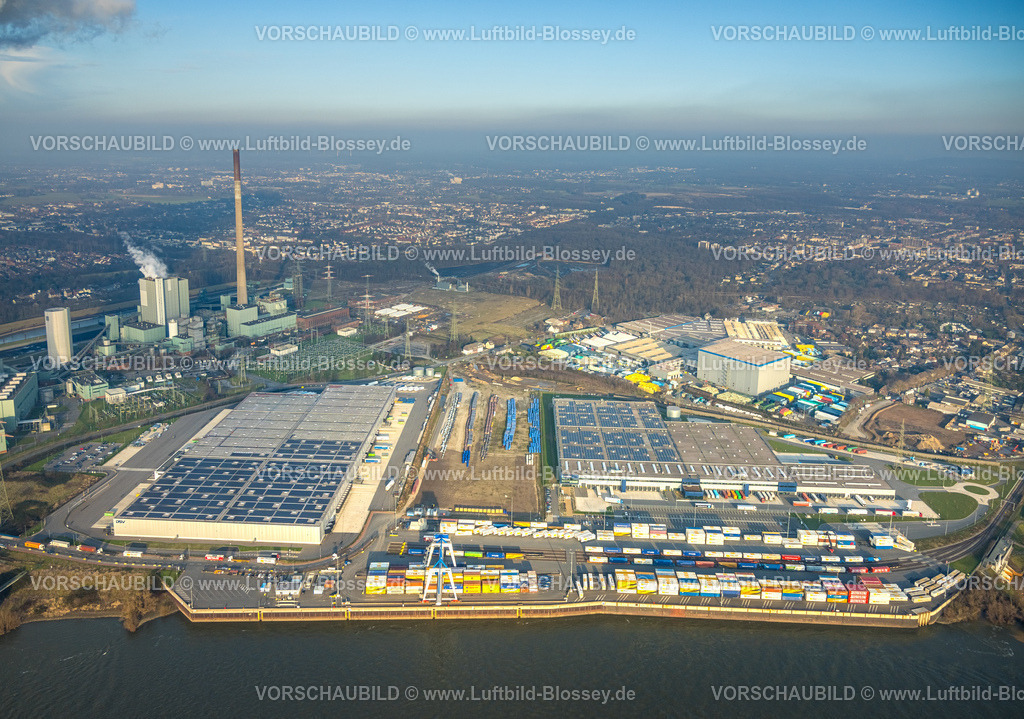Duisburg260101544 | Luftbild, Duisburg-Nord, duisport logport VI Walsum, logport 6, Baustelle und Neubau Multimodal Terminal Duisburg GmbH neben dem STEAG Kraftwerk Walsum am Fluss Rhein, Alt-Walsum, Duisburg, Ruhrgebiet, Nordrhein-Westfalen, Deutschland