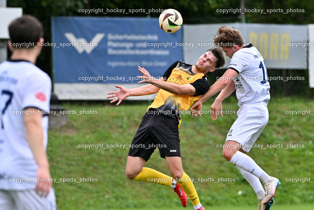 SV Arnoldstein vs. ATUS Velden | #18 Nicolas Modritz ATUS Velden, #12 Andrej Tolic SV Arnoldstein, SV Arnoldstein vs. ATUS Velden, SV Arnoldstein vs. ATUS Velden am 16.09.2025 in Arnoldstein (Waldparkstadion Arnoldstein), Austria, (Photo by Bernd Stefan)