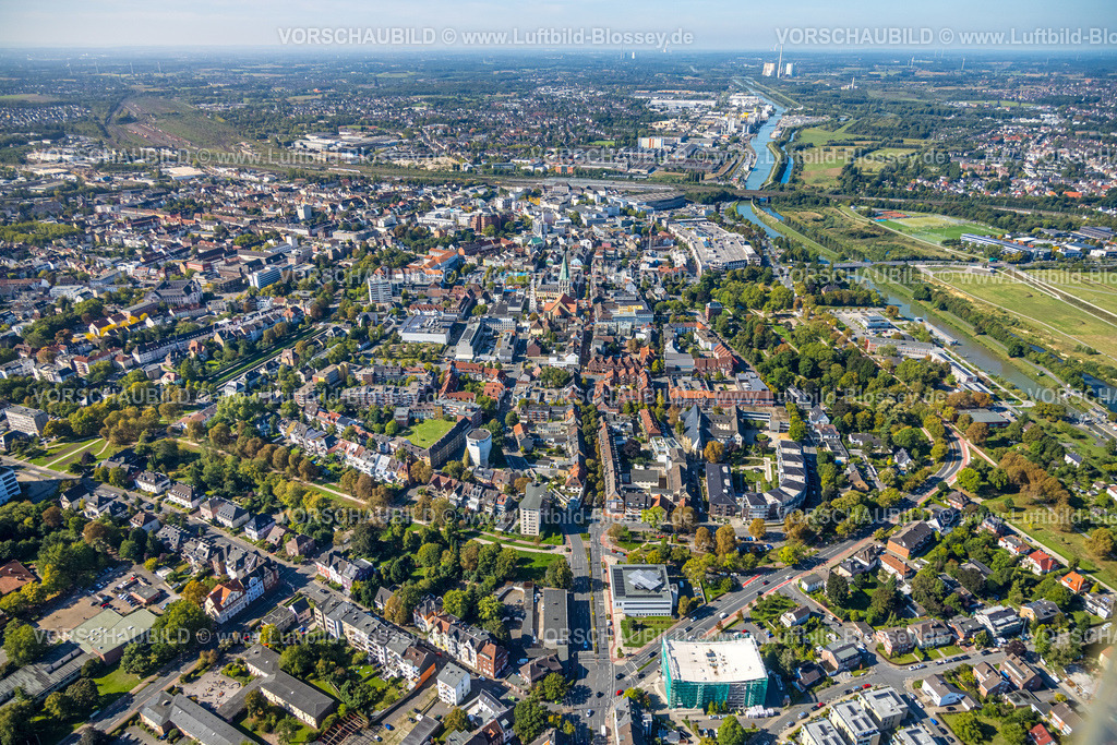 Hamm250901843 | Luftbild, City Innenstadtansicht mit evang. Pauluskirche und Allee-Center, Datteln-Hamm-Kanal, Mitte, Hamm, Ruhrgebiet, Nordrhein-Westfalen, Deutschland