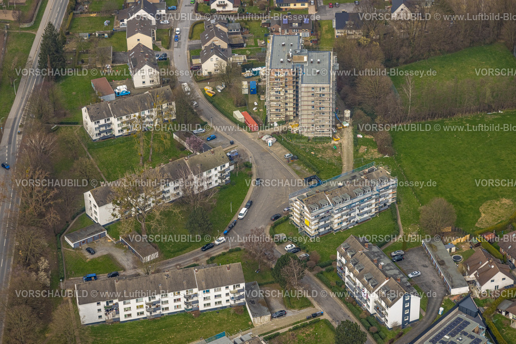 Werl240308384 | Luftbild, Quartier Droste-Hülshoff-Straße mit  Hochhäusern, Baustelle und Renovierung, Werl, Nordrhein-Westfalen, Deutschland