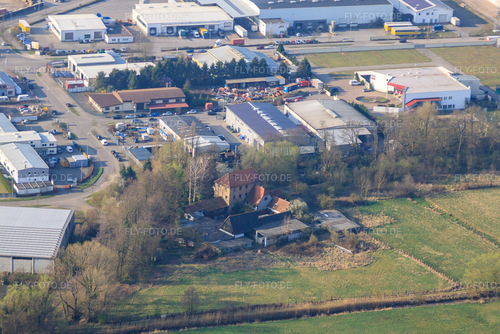 Luftbild: Bartelsmühle im Ortsteil Minderslachen in Kandel im Bundesland Rheinland-Pfalz in Deutschland. Foto: IMG_49348.jpg vom 28.03.2012 durch Werner Riehm/FLY-FOTO.de