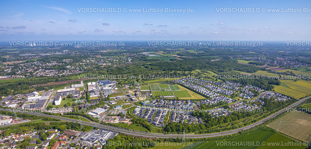 Dortmund230503662Hohenbuschei | Luftbild, DSW 21 Dortmunder Stadtwerke, Wohngebiet Hohenbuschei, BVB 09 Borussia Dortmund Trainingszentrum, Adi-Preißler-Allee, Brackeler Feld, Brackel, Dortmund, Ruhrgebiet, Nordrhein-Westfalen, Deutschland