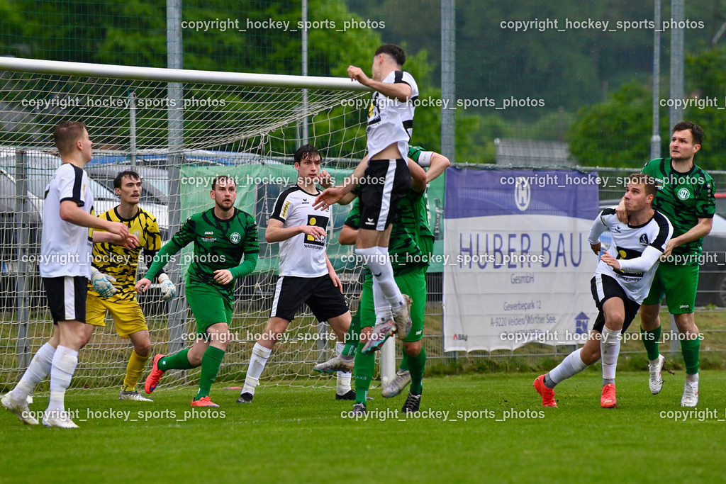 SC Landskron vs. SV Spittal | #7 Ralph Roman Scheer SV Spittal, #22 Alexander Jürgen Pöschl SC Landskron, #18 Alexander Reichmann SC Landskron, #9 Samuel Müllmann SV Spittal, #22 Max Steinthaler SV Spittal, #4 Thomas Walker SV Spittal, #15 Ingo Mailänder SC Landskron, SC Landskron vs. SV Spittal, SC Landskron vs. SV Spittal am 08.05.2024 in Villach (Sportplatz Landskron), Austria, (Photo by Bernd Stefan)
