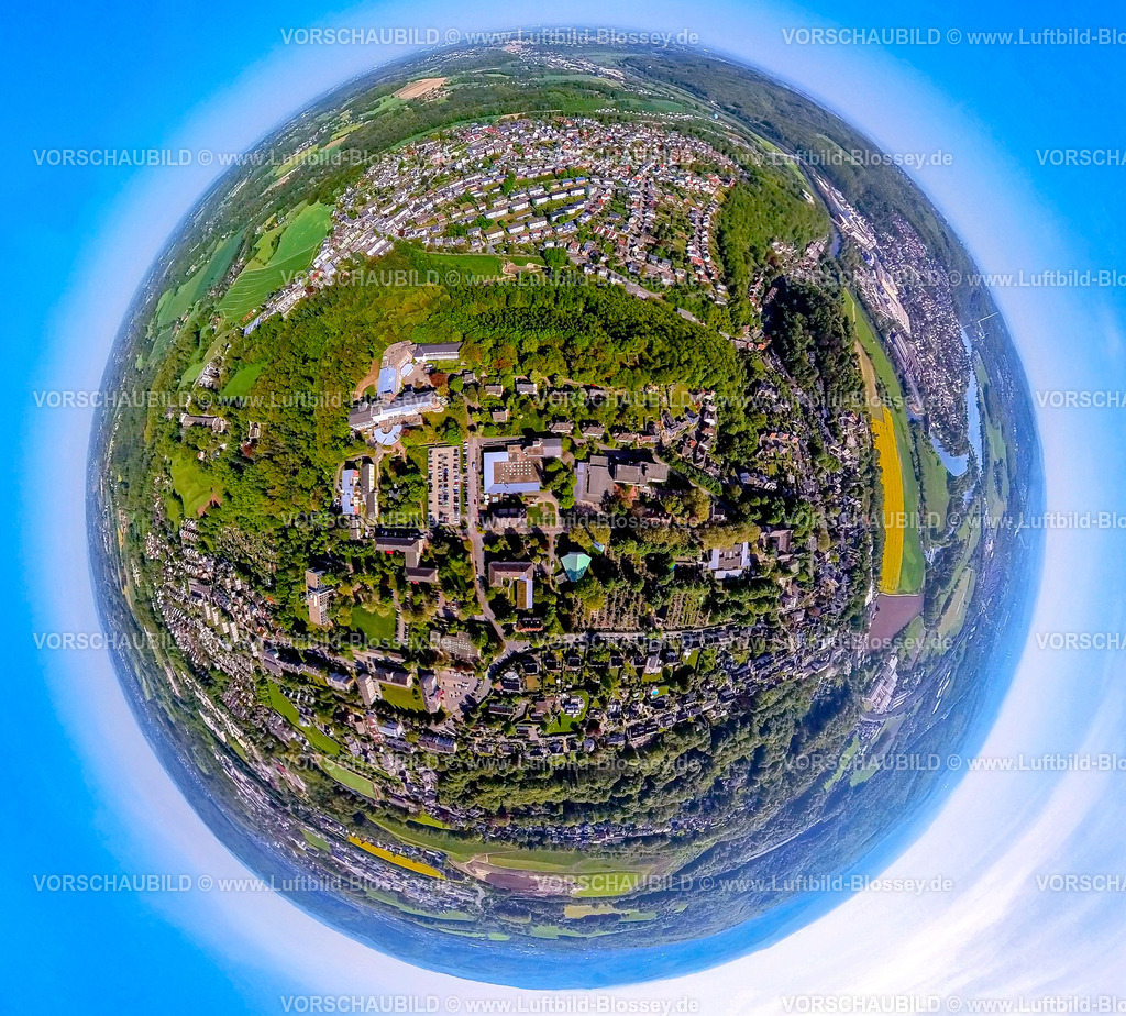 Wetter240590215EvangelischeStiftungVolmarstein | Luftbild, Evangelische Stiftung Volmarstein Kliniken, Erdkugel, Fisheye Aufnahme, Fischaugen Aufnahme, 360 Grad Aufnahme, tiny world, little planet, fisheye Bild, Volmarstein, Wetter, Ruhrgebiet, Nordrhein-Westfalen, Deutschland