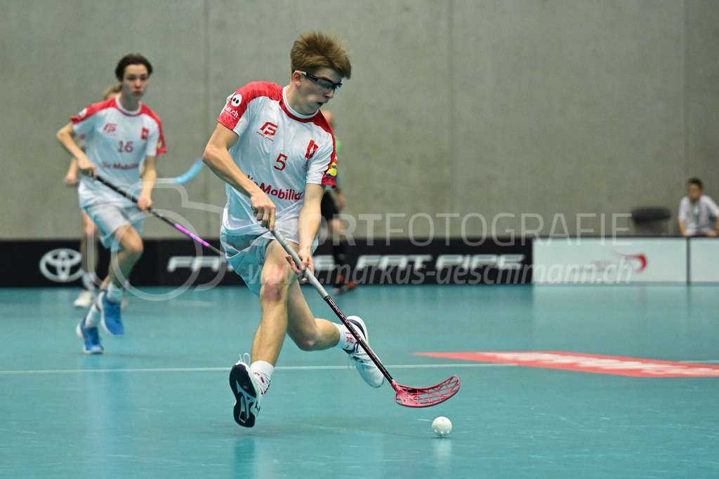 Switzerland U19 vs Finland U19 - 3. February 2024 | Switzerland U19 vs Finland U19
U19 Men International Matches in Switzerland
GoEasy Arena, Siggenthal Station
Switzerland forward #5 Severin Schmid.
Credit: Markus Aeschimann | <a href="https://www.markus-aeschimann.ch">Sportfotografie Markus Aeschimann</a> | <a href="https://www.instagram.com/sportfotografie.aeschimann">@sportfotografie.aeschimann</a> - Realisiert mit Pictrs.com