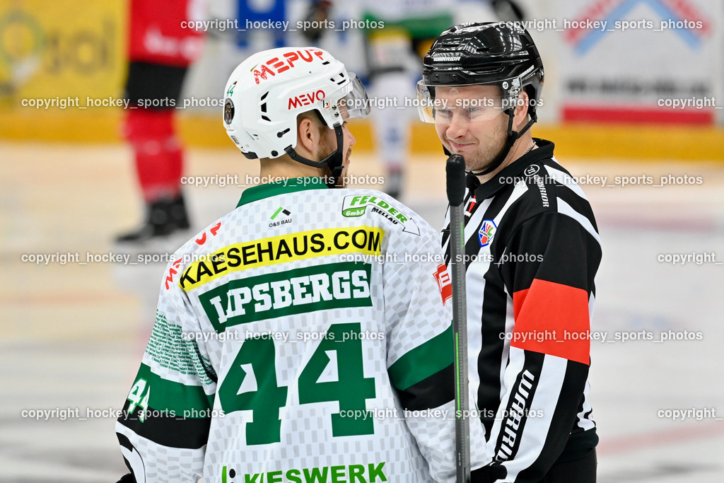 HDD Jesenice vs. EC Bregenzerwald 30.9.2022 | BULOVEC Miha Referee, #44 Lipsbergs Roberts