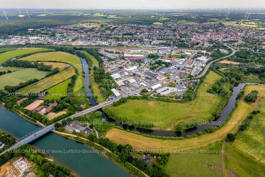 Haltern220602538 | Luftbild, Gewerbegebiet Haltern-Süd, Fluss Lippe, Haltern-Stadt, Haltern am See, Ruhrgebiet, Nordrhein-Westfalen, Deutschland