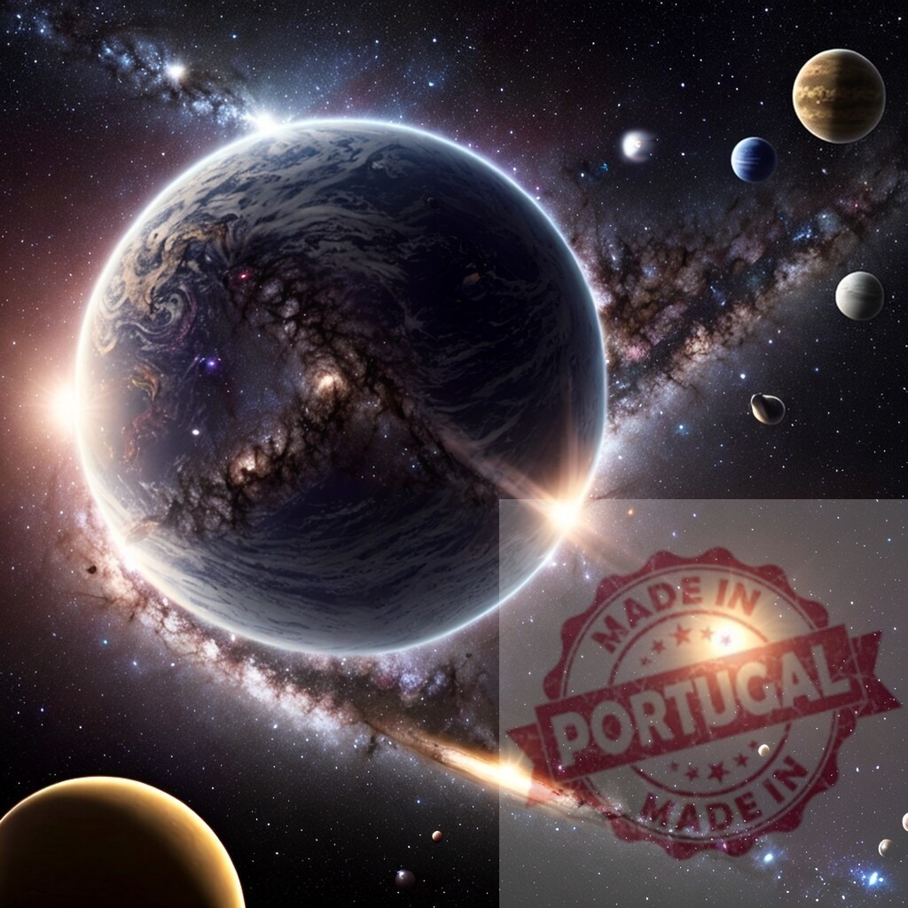Earth like planet orbiting a star in galaxy | Planets, stars, and cosmic dust creating a stunning galaxy view with bright sun flares - Realisiert mit Pictrs.com