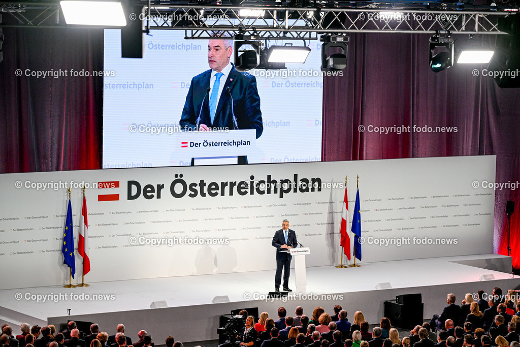 Der Oesterreichplan_ OeVP_ Wels_ 26.01.2024-72 | 26.01.2024, Wels, AUT, ÖVP, Der Österreichplan, im Bild BK Karl Nehammer (VP, Bundeskanzler)