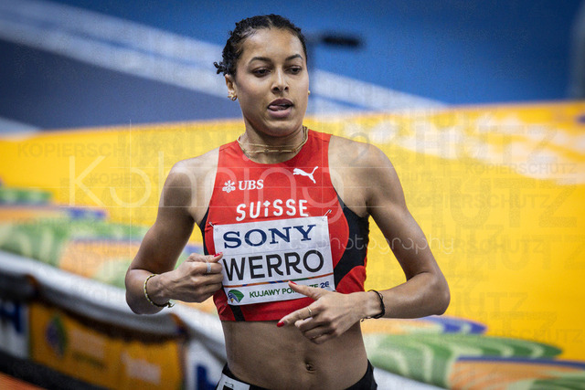 World Athletics Indoor Championships Kujawy Pomorze 26, 21.03.2026 | TORUN, POLAND - MARCH 21:  Audrey WERRO (SUI) competes in the women's 800m during the World Athletics Indoor Championships Kujawy Pomorze 26 on day 2 / session 1 at Kujawsko-Pomorska Arena Torun on March 21, 2026 in Torun, Poland. 