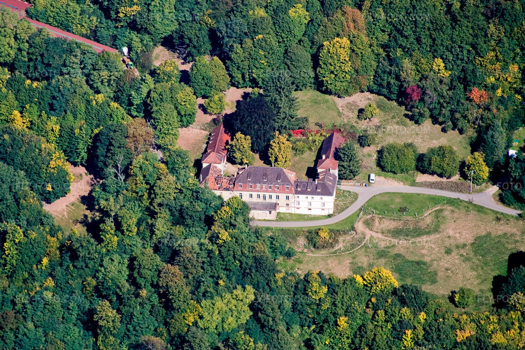 Aerial view: View of the town in Weiler in the state Bas-Rhin, France. – Photo: IMG_13620.jpg taken on 09/28/2008 by Werner Riehm/FLY-FOTO.com – Resolution of the original: 3399 x 2266 px