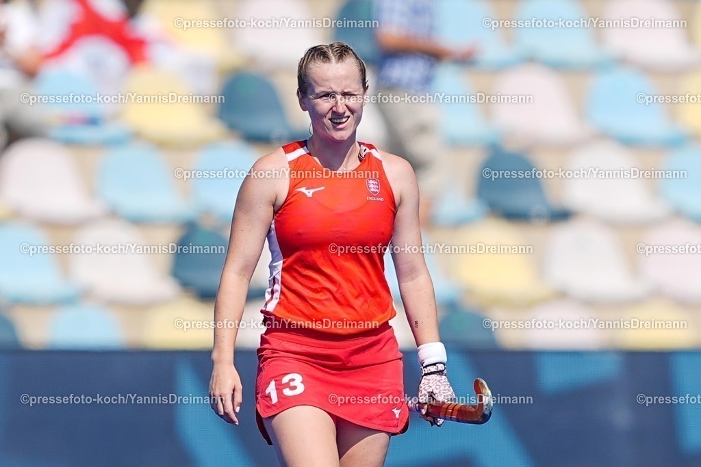 xydrx10082501054 | 10.08.2025, xydrx, Frauen EuroHockey Championship 2025, Gruppenphase, Gruppe B, England - Schottland, Sparkassenpark Mönchengladbach: Elena Rayer (ENG #13)