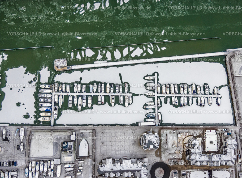 Bergkamen221202203MarinaRuenthe | Luftbild der Marina Rünthe in Bergkamen am Datteln-Hamm-Kanal, eingefrorene Boote,  Rünthe, Bergkamen, Ruhrgebiet, Nordrhein-Westfalen, Deutschland