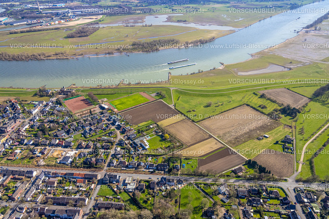 Wesel240310939Buederich | Luftbild, Sportplatz Wesel Büderich des SV Büderich 1919 e.V., Hotel und Restaurant "Wacht am Rhein", Fluss Rhein, Büderich, Wesel, Nordrhein-Westfalen, Deutschland