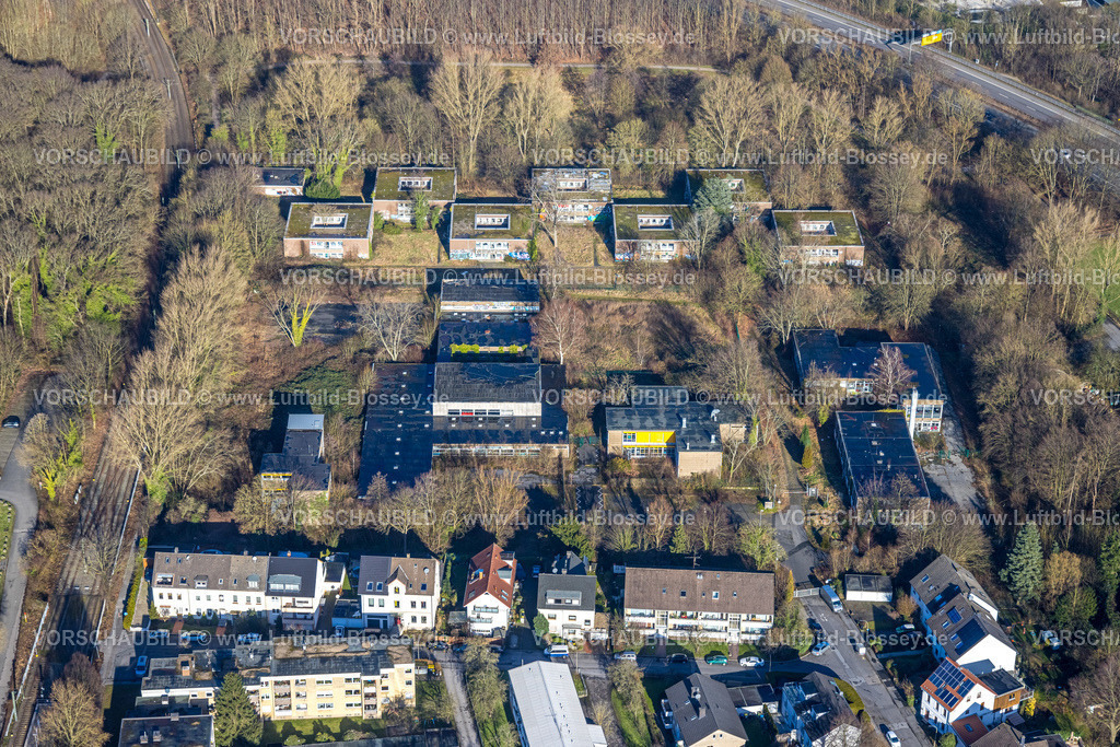 Dortmund240101250 | Luftbild, ehemalige Erstaufnahmeeinrichtung EAE für Flüchtlinge, Gelände an der Glückaufsegenstraße, geplantes Baugebiet für Wohnhäuser, Verkehrssituation, Hacheney, Dortmund, Ruhrgebiet, Nordrhein-Westfalen, Deutschland