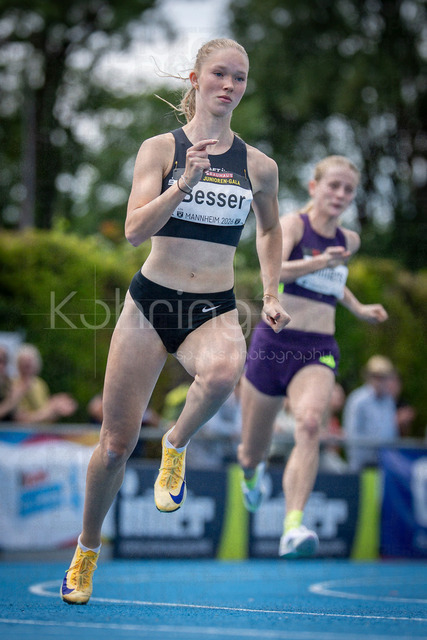 Juniorengala 2026; Mannheim, 14.06.2026 | MANNHEIM, GERMANY - JUNE 14, 2026 : Mia Besser (GER/SC DHfK Leipzig) competing in the women’s 200m during the Juniorengala 2026 at Michael-Hoffmann-Stadion on June 14, 2026 in Mannheim, Germany.