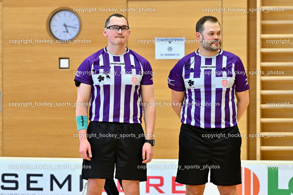 FBK Loka vs. Wiener Floorball Verein | Artem Zolotar Referee, Igor Ivanchenko Referee, FBK Loka vs. Wiener Floorball Verein, FBK Loka vs. Wiener Floorball Verein am 22.03.2025 in Villach (Ballspielhalle St. Martin), Austria, (Photo by Bernd Stefan)