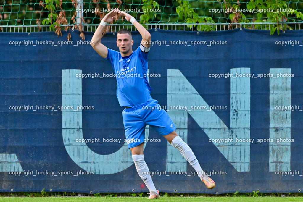 KAC 1909 vs. SAK | Jubel #24 Zoran Vukovic SAK, KAC 1909 vs. SAK, KAC 1909 vs. SAK am 06.09.2024 in Klagenfurt (Sportplatz KAC), Austria, (Photo by Bernd Stefan)