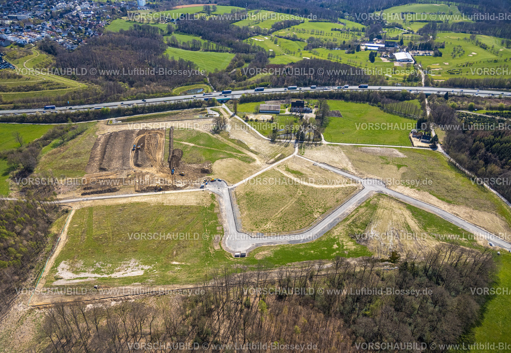Wetter220401621 | Luftbild, Baugebiet für Gewerbepark Schwelmer Straße an der Autobahn A1, Grundschöttel, Wetter, Ruhrgebiet, Nordrhein-Westfalen, Deutschland