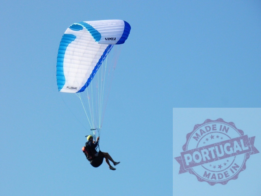 Paraglider flying on clear blue sky | Person paragliding, enjoying freedom and extreme sport activity - Realisiert mit Pictrs.com