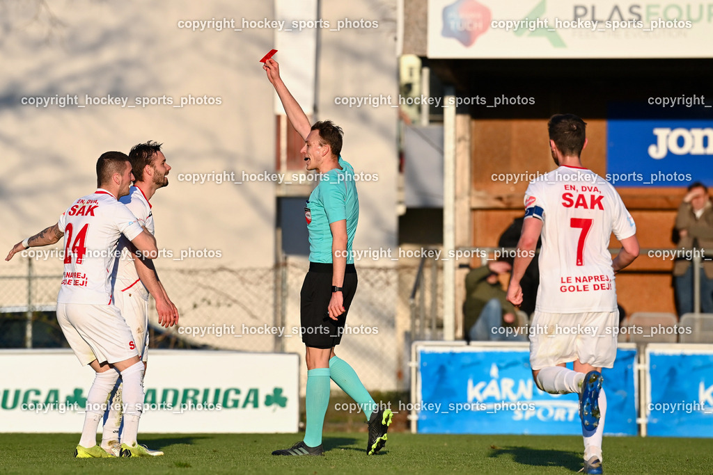 SAK vs. LASK Amateure 6.4.2023 | #24 Zoran Vukovic, #17 Patrick Lausegger, Schnur Julian Referee, Rote Karte, #7 Darjan Aleksic