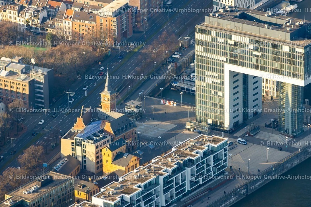 Luftbilder Köln-7919 | Luftbildfotografie Historischer Gebäudekomplex " Altes Hafenamt " am Am Hafenamt, Harry-Blum-Platz in Köln im Bundesland Nordrhein-Westfalen, Deutschland - Realisiert mit Pictrs.com
