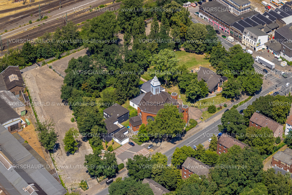 Oberhausen230705066 | Luftbild, Evang. Emmaus Pauluskirche, Lirich, Oberhausen, Ruhrgebiet, Nordrhein-Westfalen, Deutschland