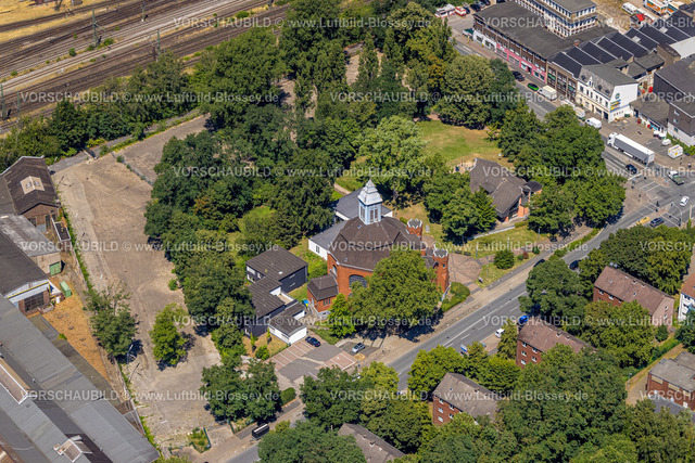 Oberhausen230705066 | Luftbild, Evang. Emmaus Pauluskirche, Lirich, Oberhausen, Ruhrgebiet, Nordrhein-Westfalen, Deutschland