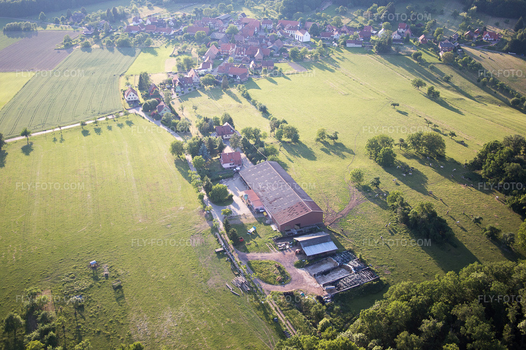 Aerial view: Ferme Suss in Mattstall in the state Bas-Rhin, France.Photo: IMG_080244.jpg taken on 06/05/2015 by Werner Riehm/FLY-FOTO.comResolution of the original: 5472 x 3648 px