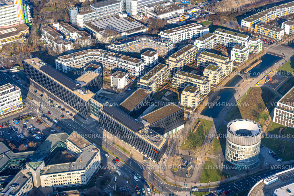 Essen260100969 | Luftbild, Wohngebiet Grüne Mitte, Funke Mediengruppe Gebäude und Funketurm, Westviertel, Essen, Ruhrgebiet, Nordrhein-Westfalen, Deutschland