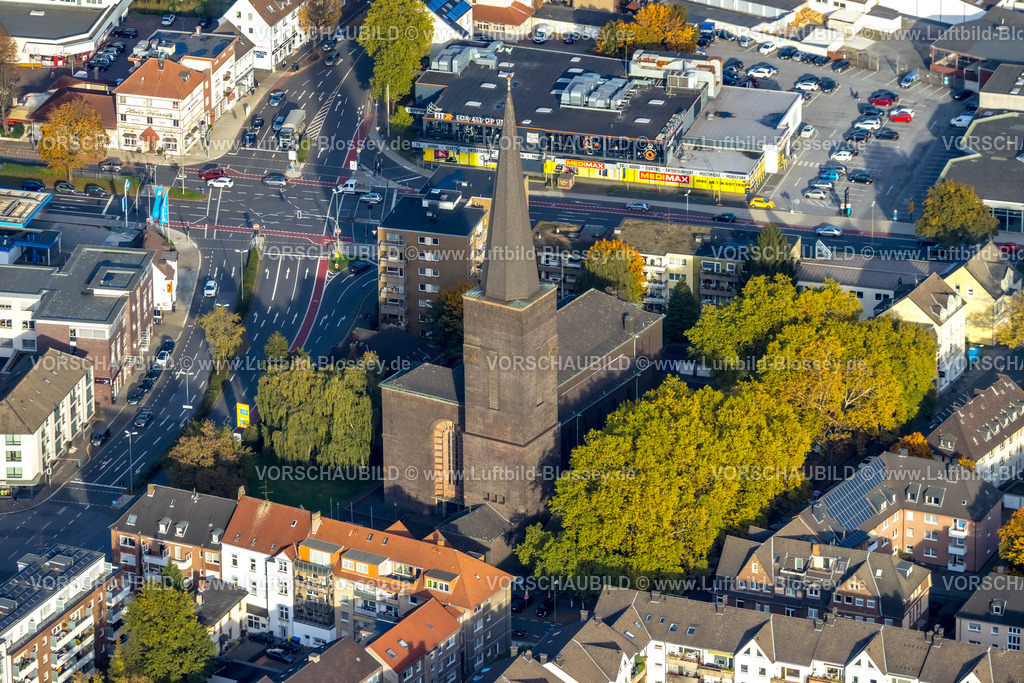 Bottrop221006187 | Luftbild, Kath. Herz Jesu Kirche, Prosperstraße, Süd-West, Bottrop, Ruhrgebiet, Nordrhein-Westfalen, Deutschland
