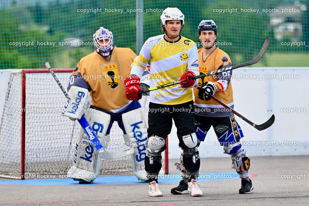 VAS Ballhockey vs. Team Zehenthof 11.6.2023 | #70 Moser Lukas, #1 Kravanja Christian, #66 Hintermann Daniel