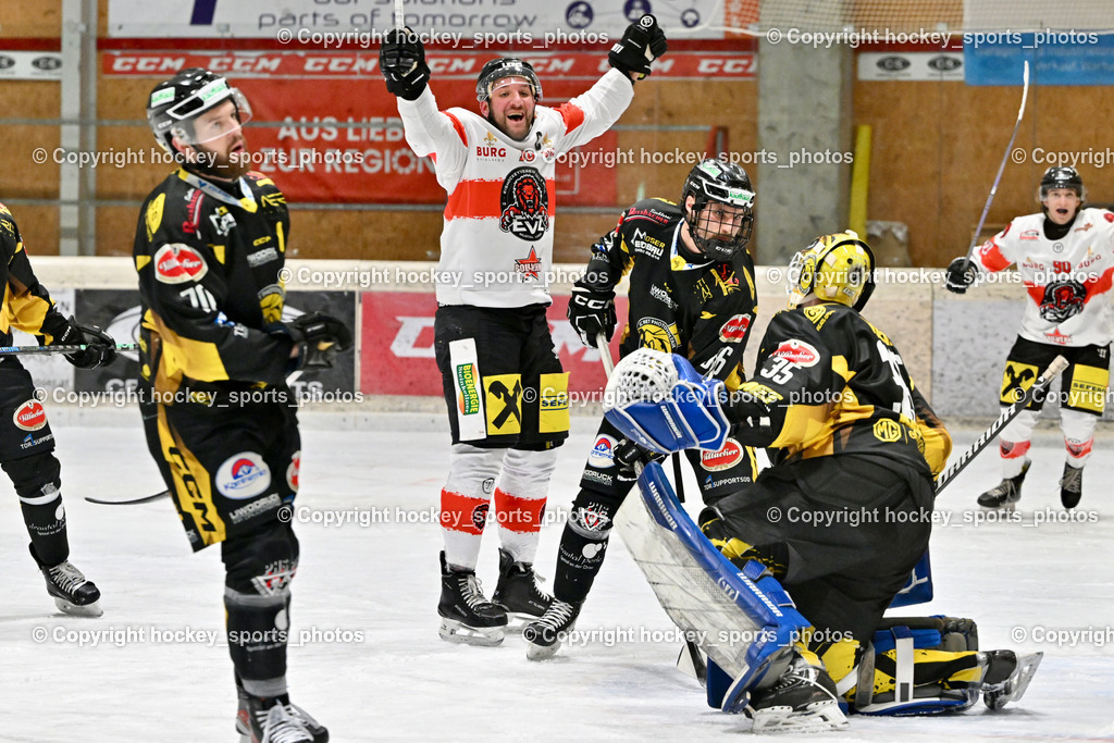 EC MET PHOTOVOLTAIK HORNETS SPITTAL vs. EV ZELTWEG MURTAL LIONS | #70 Kronig Daniel EC Hornets Spittal, ubel EV Zeltweg Mannschaft, #10 Sulzer Mario EV ZELTWEG MURTAL LIONS, #35 Egger Luca EC Hornets Spittal, #96 Peharz Joshua EC Hornets Spittal, EC MET PHOTOVOLTAIK HORNETS SPITTAL vs. EV ZELTWEG MURTAL LIONS, EC MET PHOTOVOLTAIK HORNETS SPITTAL vs. EV ZELTWEG MURTAL LIONS am 08.02.2026 in Spittal an der Drau (Eissportzentrum Spittal), Austria, (Photo by Bernd Stefan)
