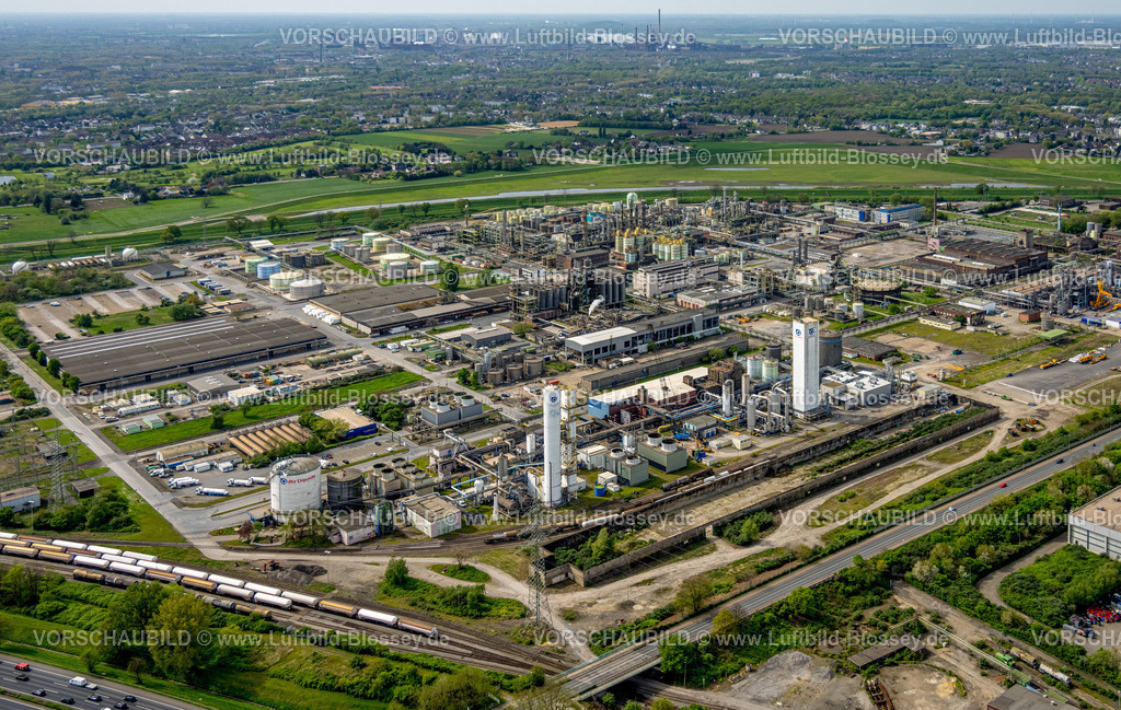 Oberhausen240401971 | Luftbild, OQ Chemicals Werk Ruhrchemie, hinten eine Überflutungsfläche, Holten, Oberhausen, Ruhrgebiet, Nordrhein-Westfalen, Deutschland