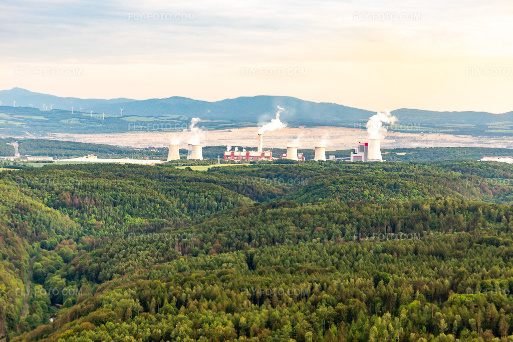 Aerial view: Opencast brown coal mine 