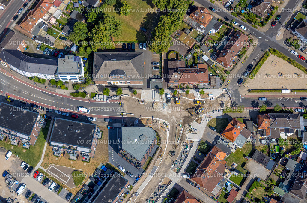 Kamp-Lintfort230706994 | Luftbild, Baustelle mit Sanierung Wilhelmstraße Ecke Markgrafenstraße, Kamperbruch, Kamp-Lintfort, Ruhrgebiet, Nordrhein-Westfalen, Deutschland