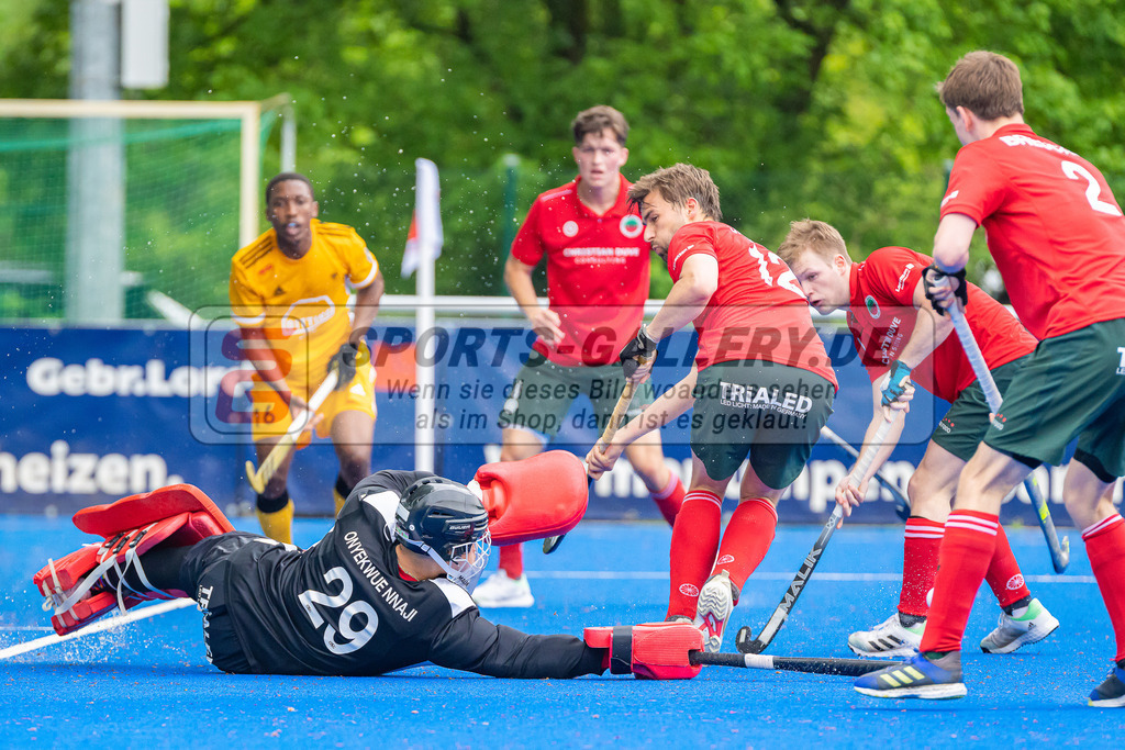 HK_20230507_108038 | 1. Bundesliaga Herren Creefelder HTC - Harvestehuder THC  am 7.5.2023 Crefelder HTC ( CHTC ), Krefeld  , Joshua Onyekwue Nnaji Torwart ( Crefelder HTC #29 )