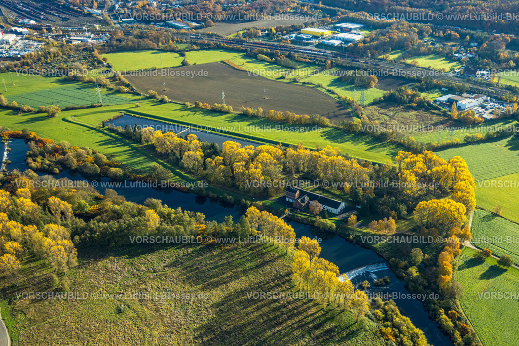 Wetter251103914 | Luftbild, Gemeinschafts-Wasserwerk Volmarstein, Fluss Ruhr und Obergraben Am Kaltenborn, herbstliche Bäume, Wetter, Ruhrgebiet, Nordrhein-Westfalen, Deutschland