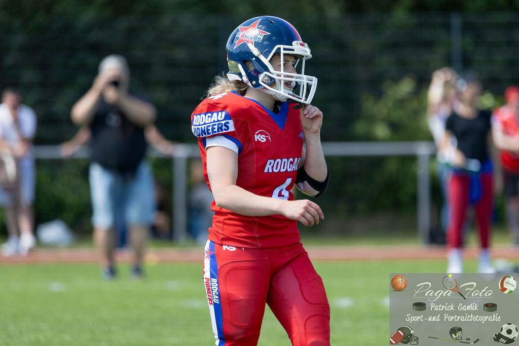 GFLW 1: German Football League Women 1: Rodgau Pioneers Ladies - Stuttgart Scorpions Sisters, 07.06.2026 | Lilly Veith (Rodgau Pioneers Ladies #4), Freisteller, Portrait / Porträt, Rodgau Pioneers Ladies - Stuttgart Scorpions Sisters, Rodgau, Maingau-Energie-Stadion "Am Weichsee", 7.6.2026 - Realisiert mit Pictrs.com