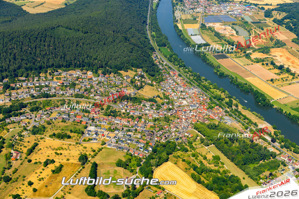 Das Luftbild zeigt :  Laudenbach - Die Luftaufnahme wurde 2023 vom UL-Flugzeug aus erstellt ( keine Drohne ) - Hochauflösende Luftaufnahme - Für grossformatige Ausdrucke geeignet. Die Geschenkidee !Mit Lizenz und Bildrechte bestellbar