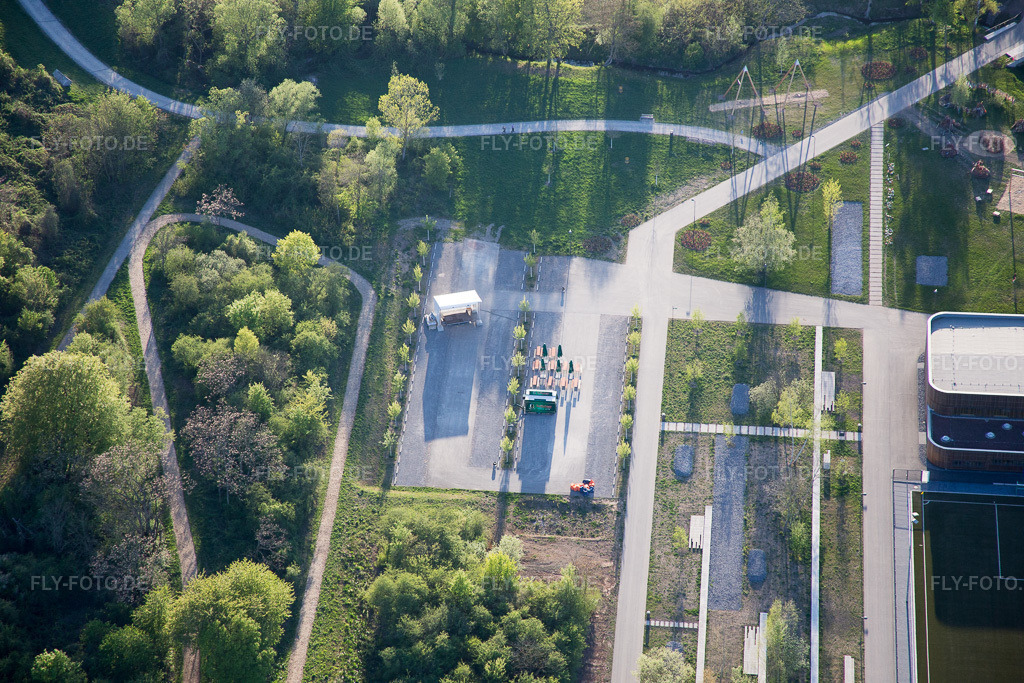 Luftbild: Landesgartenschau Gelände in Landau in der Pfalz im Bundesland Rheinland-Pfalz in Deutschland. Foto: IMG_077410.jpg vom 21.04.2015 durch Werner Riehm/FLY-FOTO.de