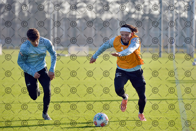 RGE_7204b | Hertha BSC, 2.Bundesliga, Herren, Training, Saison 2025/26, im Bild von li. Janne Berner ( Hertha BSC ), Fabian Reese ( Hertha BSC ),  Fotograf: Ralf Gebhardt - Realisiert mit Pictrs.com
