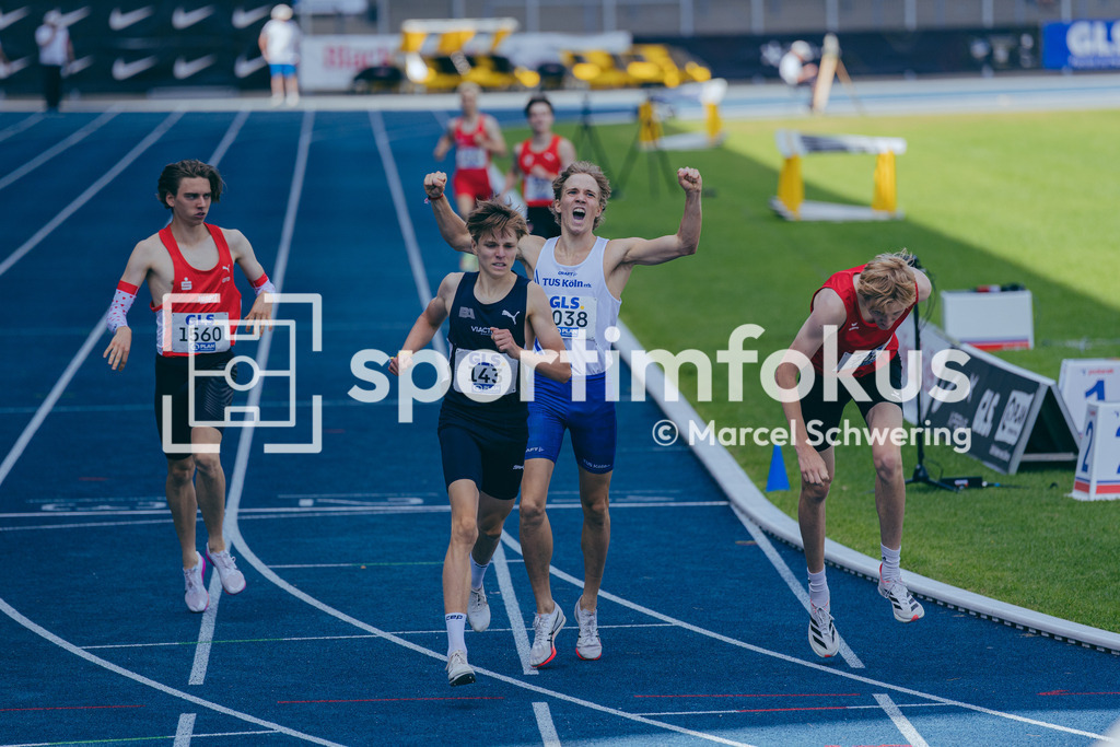 Deutsche Meisterschaften U20 / U16 2026 | Aik Straub, LG Olympia Dortmund, 1560, Paul Johann Weber, Berlin Athletics Capital Club, 143, Jan Emanuel Merheim, TuS Köln rrh., 1038, Theo Hielscher, TSV 1860 Stralsund, 704, 800-Meter-Lauf, Finale, Deutsche Meisterschaften der U20 &amp; U16 2026, Lohrheidestadion Bochum-Wattenscheid, 12.07.2026. Foto: Marcel Schwering / sportimfokus - Realisiert mit Pictrs.com